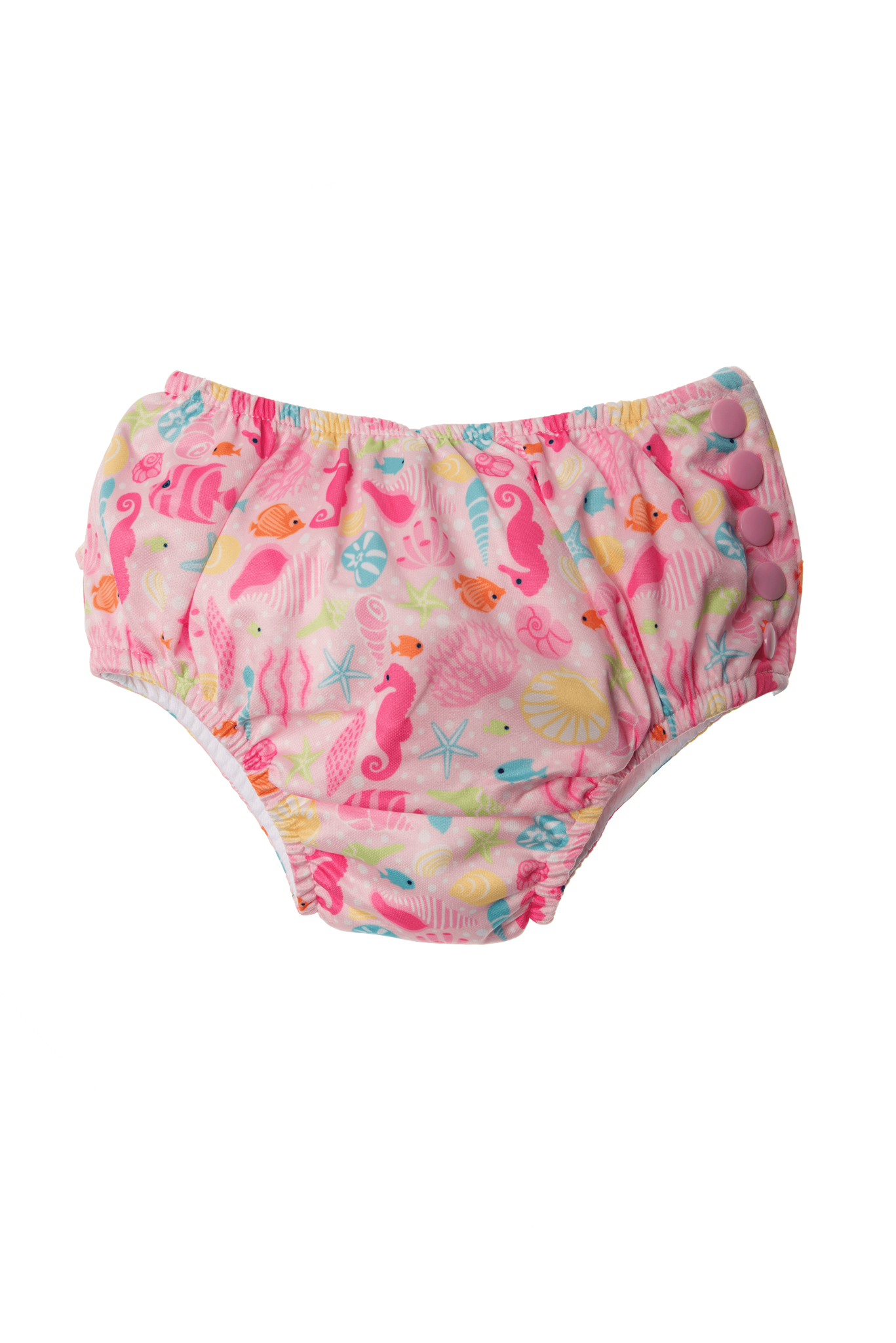 Pink Sealife Snap Ruffle on the Back Reusable Absorbent Swim